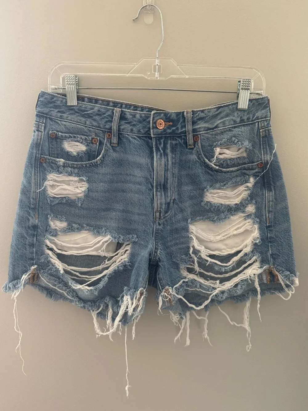 American Eagle Outfitters Tomgirl Short Distressed Denim Shorts - Blue